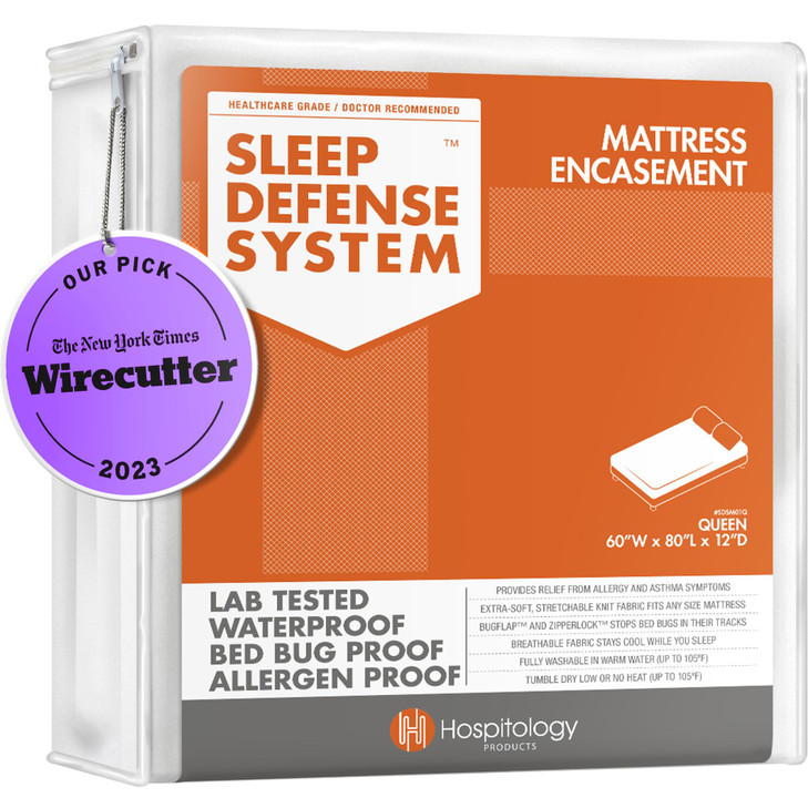 HOSPITOLOGY PRODUCTS Mattress Encasement Zippered Bed Bug Dust Mite Proof Hypoallergenic Sleep Defense System Queen Wate