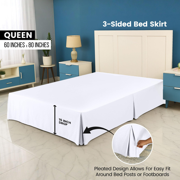 Utopia Bedding Queen Bed Skirt Soft Quadruple Pleated Ruffle Easy Fit with 16 Inch Tailored Drop Hotel Quality Shrinkage
