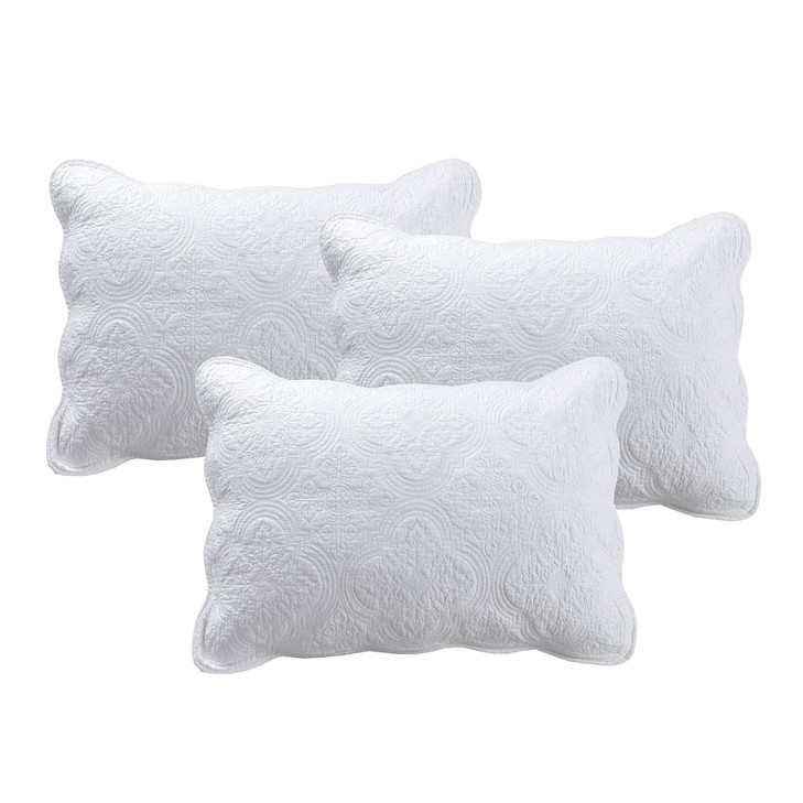 Cozy Line Home Fashions Victorian Medallion Matelasse Floral Pure Solid White Scalloped Edge 6 Piece Microfiber Daybed Q