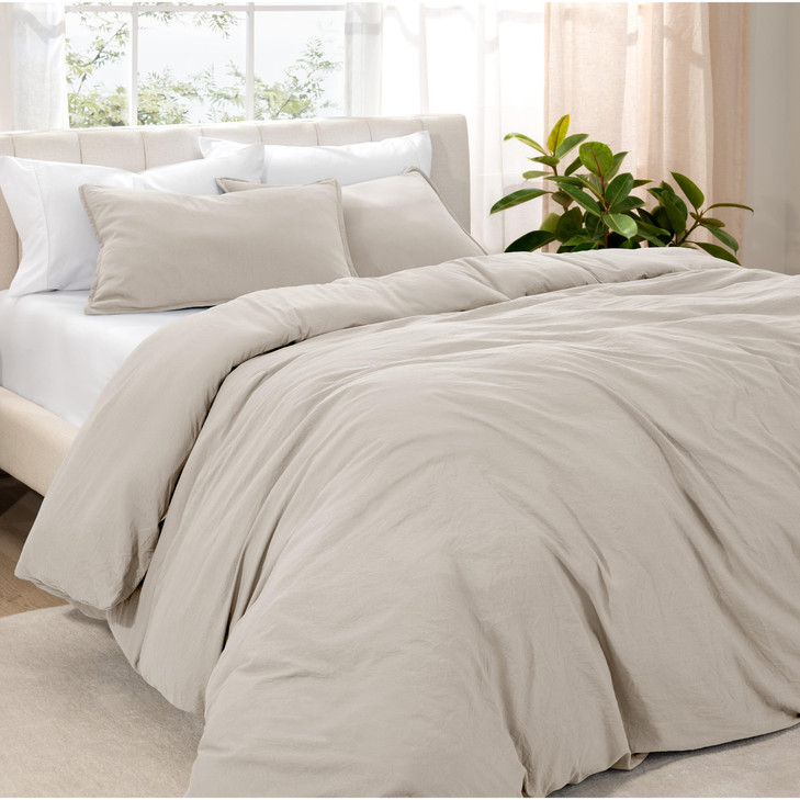 Bare Home Microfiber Duvet Cover Set Ultra Soft Washed Microfiber Oversized King Size LinenLike Look Easy Care Breathabl