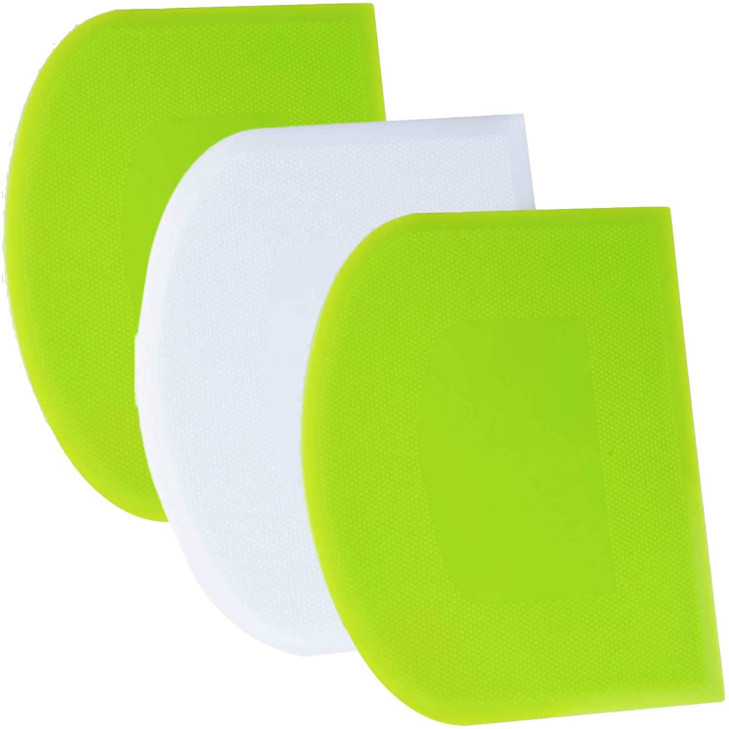 SURDOCA Dough Scraper Bench Scraper 3P 47x37 Plastic Flexible Bowl Scraper Sharp Edge Angles Cake Scraper NonSlip Bakewa