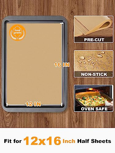 SMARTAKE 200 Pcs Parchment Paper Baking Sheets 12x16 Inches NonStick Precut Baking Parchment for Baking Grilling Steamin
