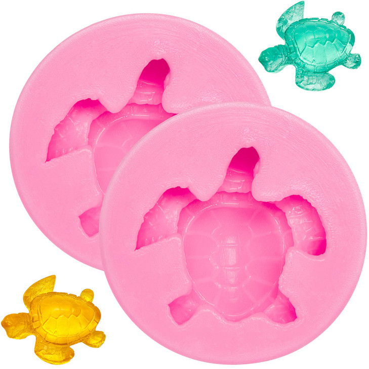 Boao 2 Pieces Sea Turtle Silicone Mold Turtle Candy Fondant Mold Tortoise Chocolate Making for DIY Baking Cake Desserts
