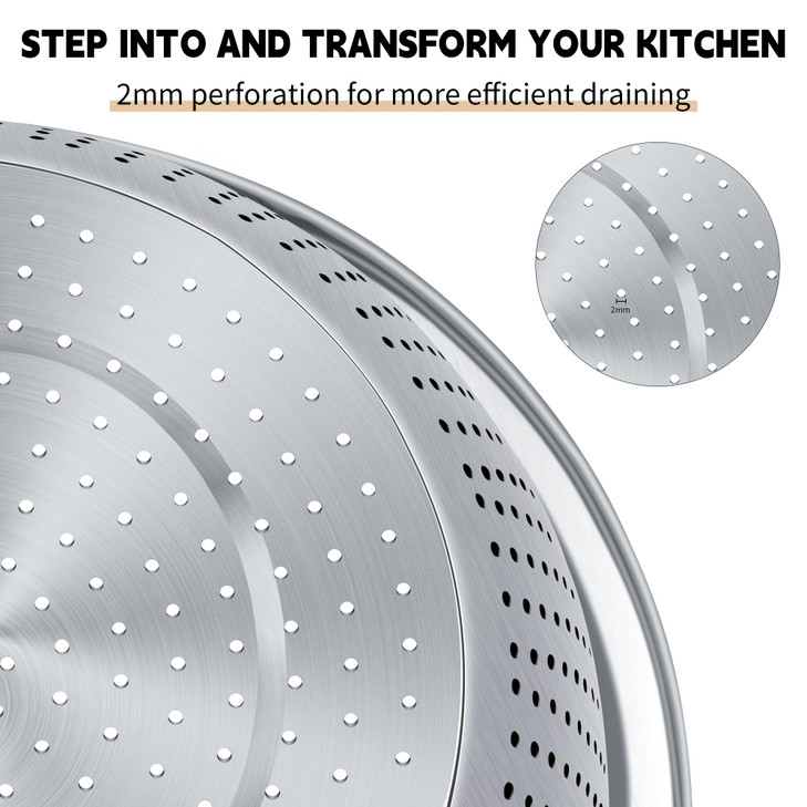 Colander 304 Stainless Steel 3quart with Mixing Bowls Strainer for Kitchen Food For washing vegetables fruit rice Dishwa