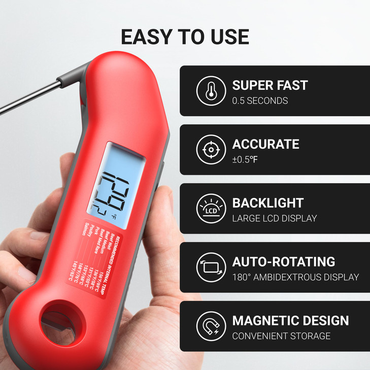 ThermoMaven Professional Meat Thermometer Digital UltraFast 05 Sec Instant Read NIST Certified 05F Accuracy 100 Waterpro