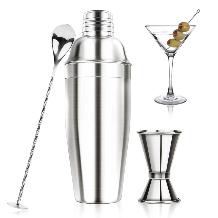 Ohtomber 24OZ Cocktail Shaker Set Cocktail Bar Martini Drink Shaker Set with Strainer Stainless Steel Bartender Kit Drin