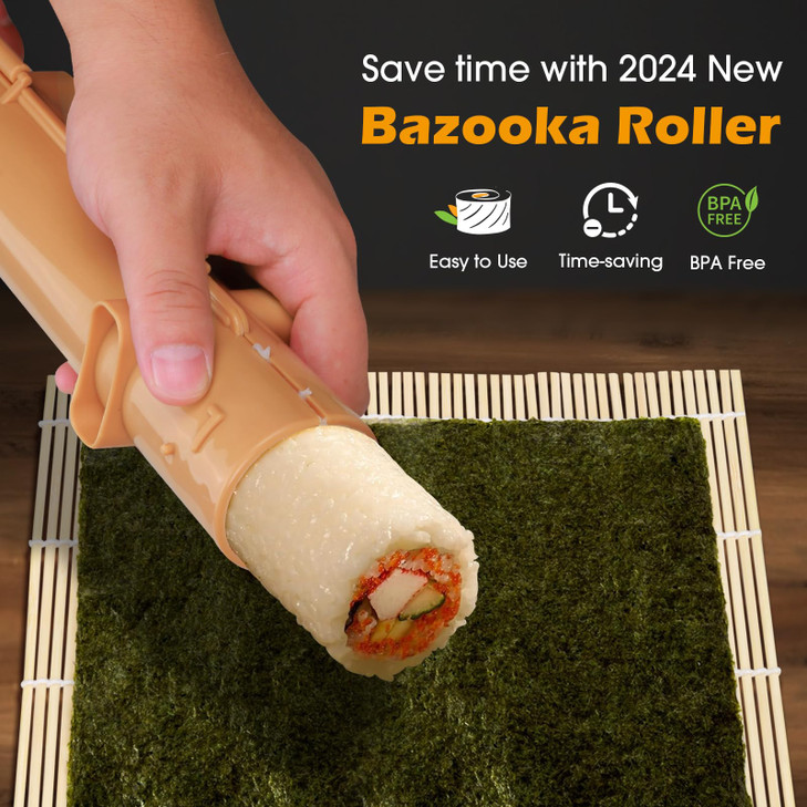 Upoomart Sushi Making Kit1 Bamboo Sushi Mat1 Rice Bazooka 5 Pairs of Chopsticks 2 chopsticks holder1 Paddle 1 Spreader i