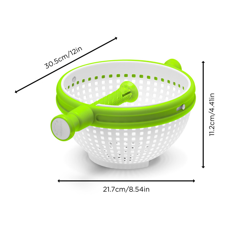 Dreamfarm Spina 2In1 EasyToUse Collapsible Salad Spinner Straining Colander for Salad Fruit Vegetable Lettuce WhiteGreen