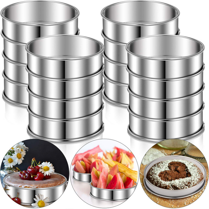Boao 16 Pcs English Muffin Rings Nonstick Double Rolled Crumpet Rings Round Cookie Cutter Biscuit Cutters Double Rolled