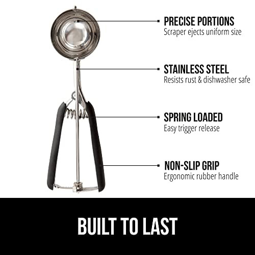 GORILLA GRIP BPAFree Stainless Steel Cookie Scoop 2 TBSP Scooper 40 Soft Grip Handle Easy Food Release Create Even Porti