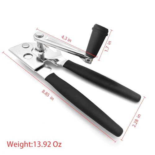 NUFR Crank Can Openers ManualHeavy Duty Commercial Can Opener with Rubbercoated Long Handles