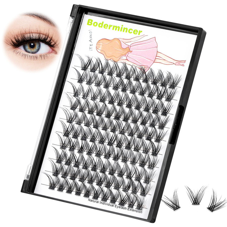 Bodermincer C Curl 0.07 Wide Cluster DIY Eyelash Extension 3D Individual Lashes Natural Look Cluster Lashes Easy Apply Volume Lash Extensions (18mm)