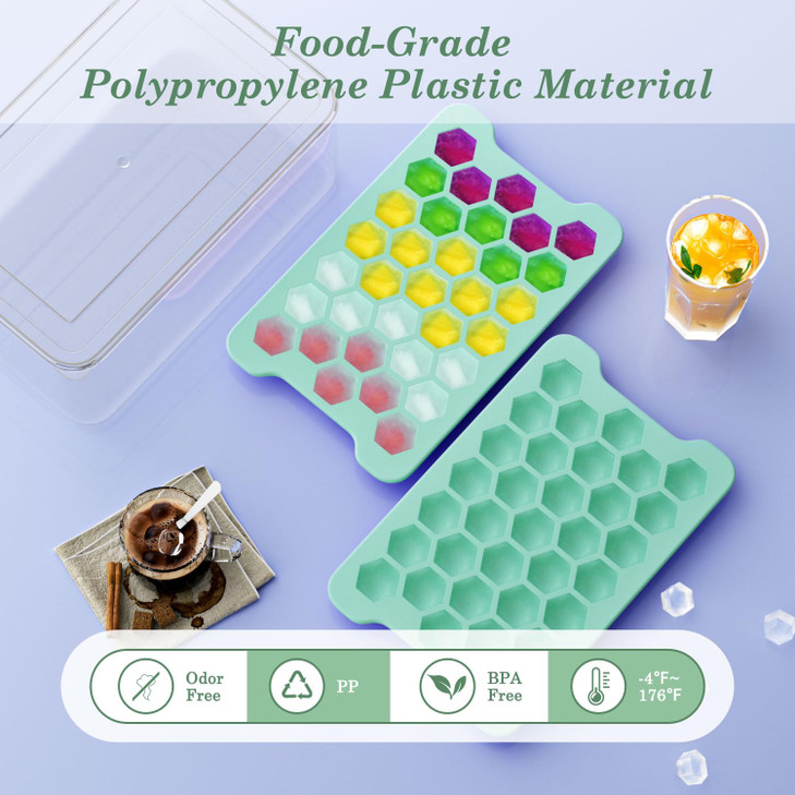 Mini Ice Cube Tray for Freezer Small Plastic Ice Cubes Trays for Freezer with Box Easy Release Stackable Mini Ice Cube M
