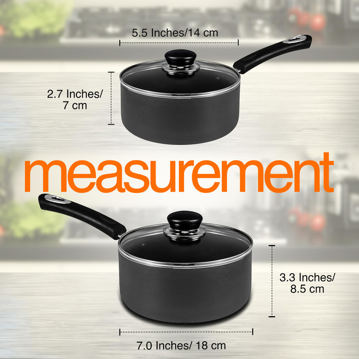 Utopia Kitchen Nonstick Saucepan Set Cooking Pots with Lids 1 Quart and 2 Quarts Multipurpose Kitchen Small Pots for Coo