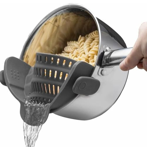 Kitchen Gizmo Snap N Strain Silicone Pasta Strainer ClipOn for Pots and Pans Heat Resistant Colander for Vegetables and
