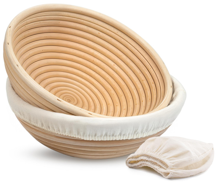 Kook Banneton Bread Proofing Baskets Artisan Sourdough Bread Making Baskets 9 Inch Handwoven Rattan Baskets and Cloth Li