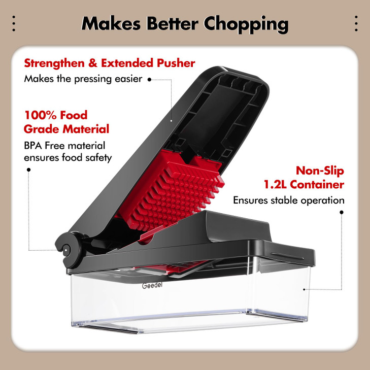 Geedel Vegetable Chopper Onion Chopper Pro Food Chopper Kitchen Vegetable Slicer Dicer Cutter Grater Veggie Chopper with
