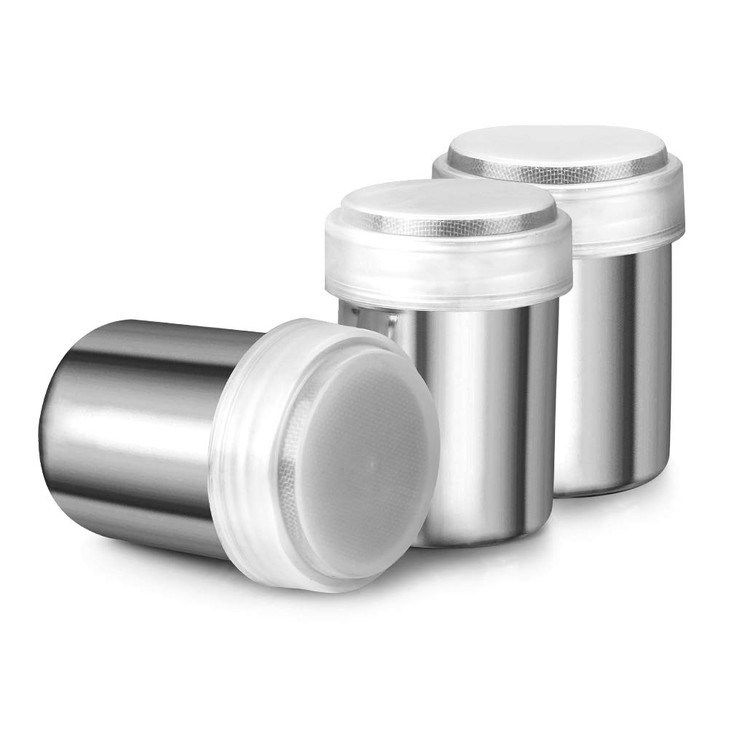 Accmor 3 Pack Powdered Sugar Shaker Duster Cinnamon Shaker Flour Sifter Fine Mesh Stainless Steel Dredge for Baking Soda