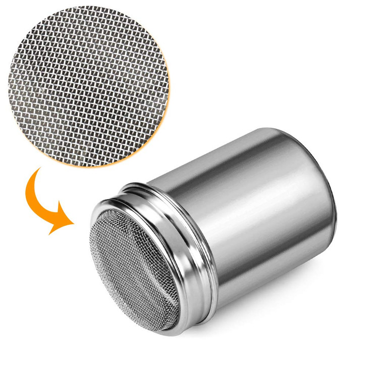 Accmor 1 Pack Powdered Sugar Shaker Duster Cinnamon Shaker Flour Sifter Fine Mesh Stainless Steel Dredge for Baking Soda
