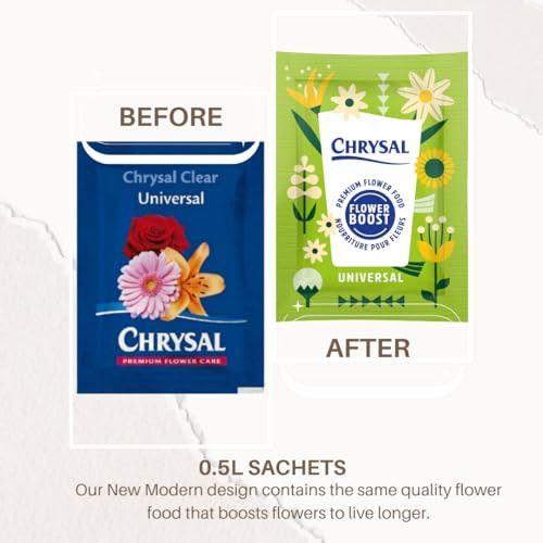 Chrysal Flower Boost Clear Flower Food Packets for Flower Arrangements Bouquets Floral Supplies for Fresh Flowers Fresh