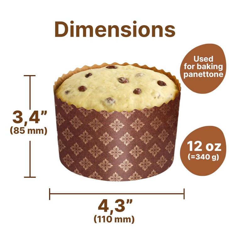 12oz Kulich Mold Paska Easter Bread Forms 12 pcs Bread Paper Mold Non Stick Panettone Paper Baking Molds Universal Brown