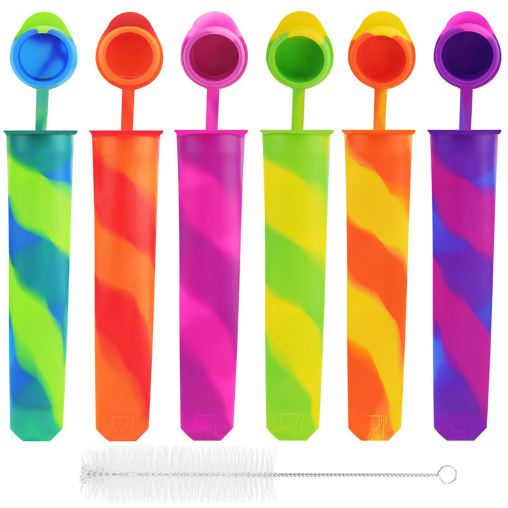 SAYAYA 6 Pack Silicone Popsicles Molds for Kids Reusable Baby Ice Pop Mold with Lids MultiColor DIY Frozen Ice Popsicle