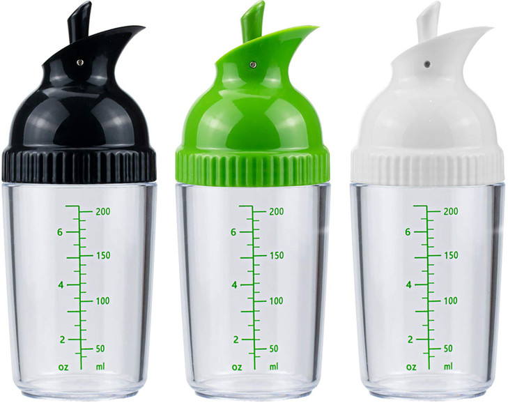 Nicunom 3 Pack Salad Dressing Shaker Container 7 Oz Salad Dressing Mixer Bottle Mixer Dispenser Dripless Pour Soft Grip