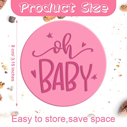 Newtay 6 Pcs Baby Shower Fondant Embosser Cookie Stamps 3D Design Shower Cookie Cutters Stamp for Party Decorating Fonda