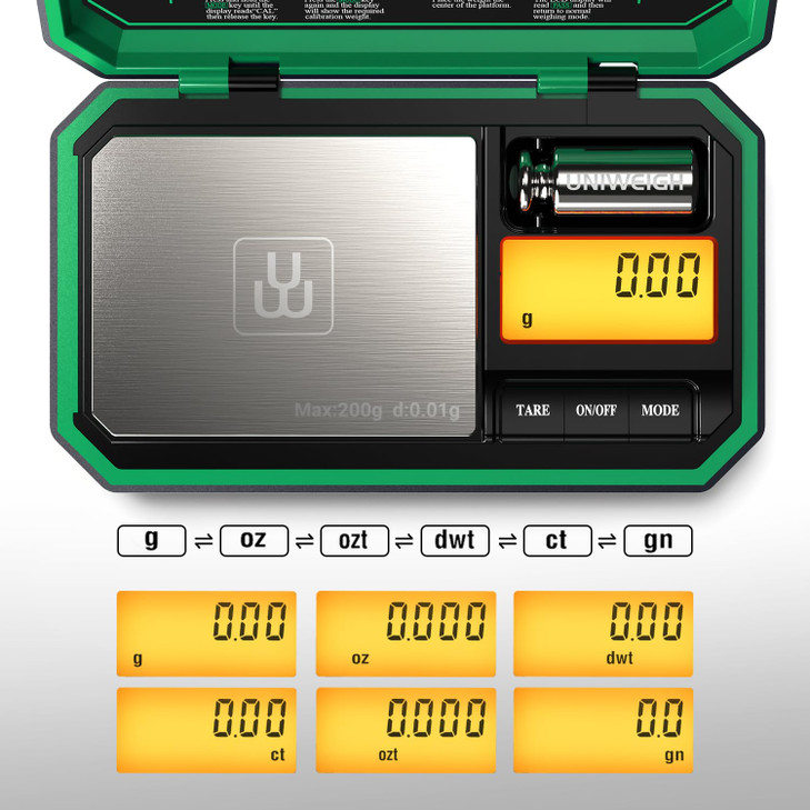 UNIWEIGH Digital Pocket Scale Precision 200g001g Digital Scale Grams Ounces Mini Jewelry Scale Coins Scale with 50g Cal