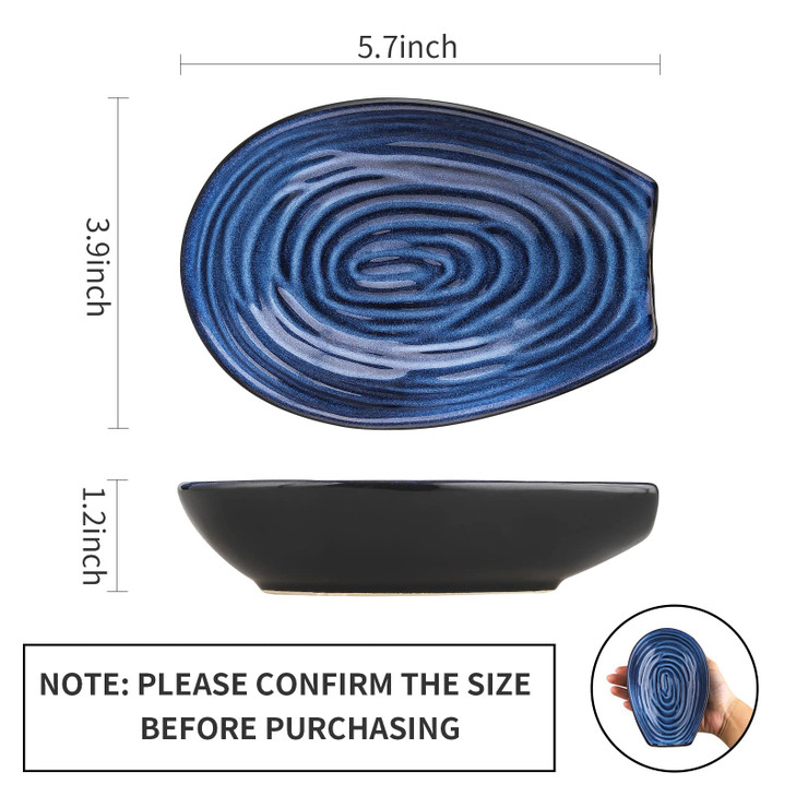 Hasense Ceramic Spoon Rest for Kitchen Counter 57 Inch Blue Porcelain Spoon Holder Farmhouse Cooking and Coffee Spoon Re