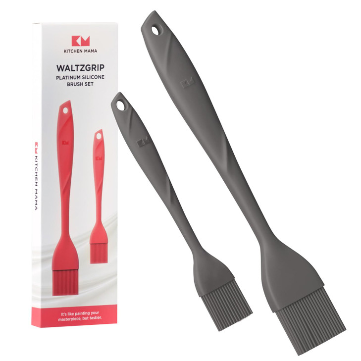 Kitchen Mama WaltzGrip Platinum Silicone Basting Pastry Brush Set of 2 HeatResistant Brushes for Cooking Baking Grilling