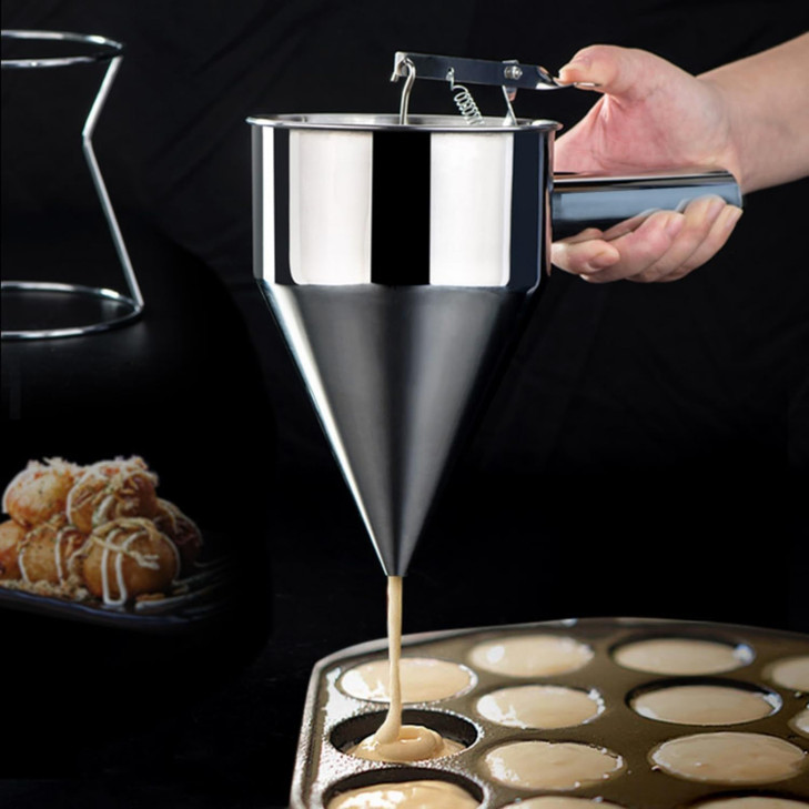 MultiCaliber Pancake Batter Dispenser Stainless Steel Funnel Cake Dispenser Piston Funnel Cake Maker for Pancakes Cupcak