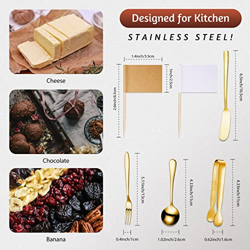 Patelai Charcuterie Boards Accessories Charcuterie Utensils Set Cheese Butter Spreader Knives Stainless Steel Mini Servi