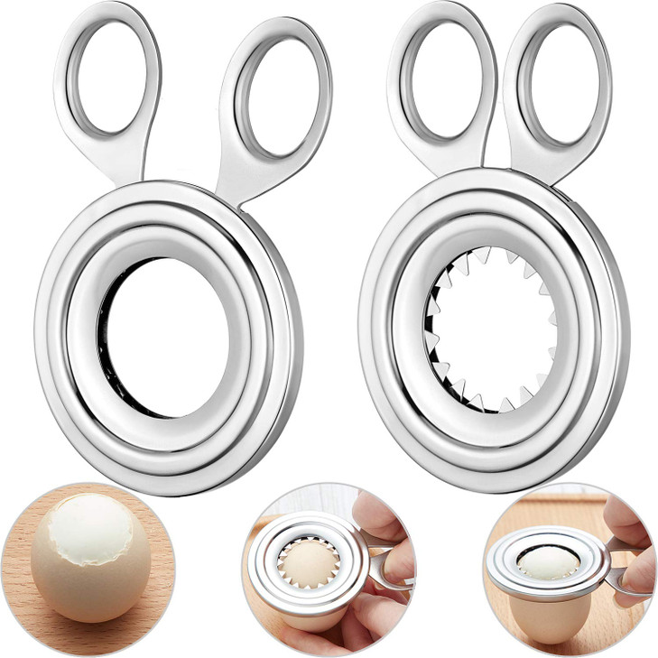 Boao 2 Pieces Egg Topper Cutter Stainless Steel Boiled Egg Cutter Cracker Shell Scissors Opener for Kitchen Tool Supply