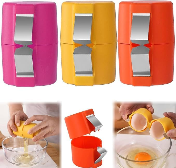 3PCS Egg Shell Opener Egg Cracker Egg Peeler Egg Separator for Raw Eggs Hard Boiled Egg Peeler Tool for Cutting Eggs Egg