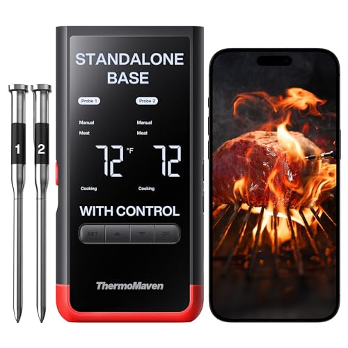 ThermoMaven Smart Bluetooth Wireless Meat Thermometer Standalone Base WiFi Unlimited Range 6 Sensors with NIST Certified