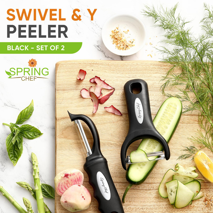 Spring Chef Swivel Vegetable Peeler Y Potato Peeler for Kitchen with Soft Grip Handles and Ultra Sharp Stainless Steel B