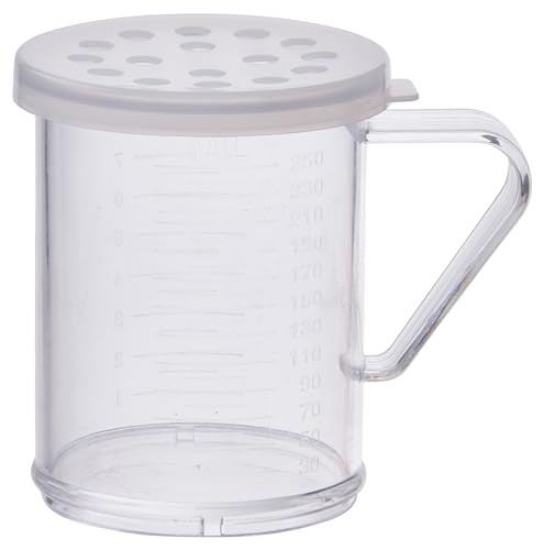 Winco PDG10CXL 10 Oz Plastic Dredge with Clear Snapon Lid Seasoning Sugar Spice Pepper Shaker with Extra Large Holes