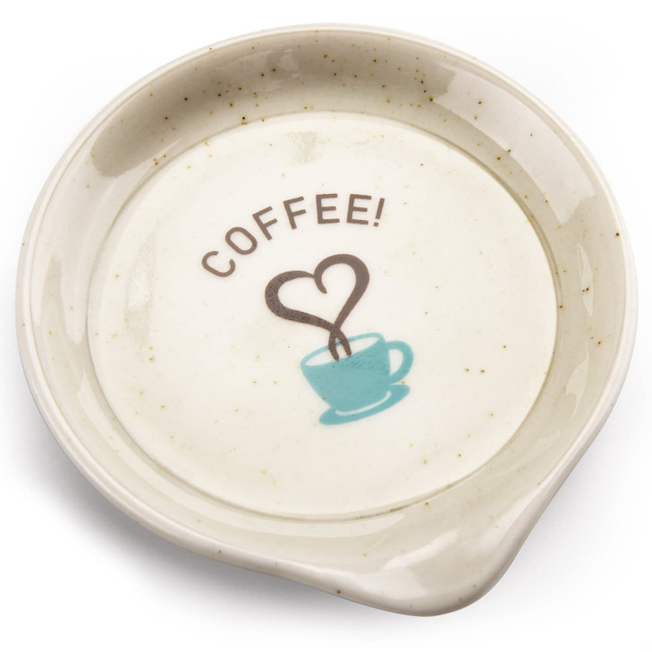FANGSUN Coffee Spoon Rest Mini Spoon Holder for Countertop Decor Farmhouse Ceramic 35Inch Small Teaspoon Rest for Coffee