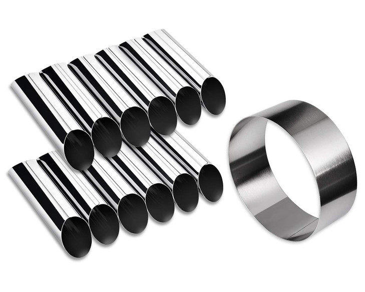 DS DISTINCTIVE STYLE Cannoli Tubes Kit 12 Pieces Stainless Steel Canolli Shell Molds with Cake Ring Mold DIY Canoli Form