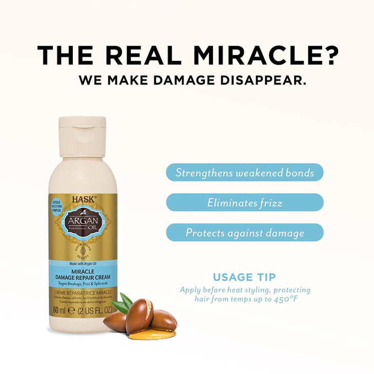 HASK ARGAN OIL Miracle Damage Repair Cream for all hair types, color safe, gluten free, sulfate free, paraben free