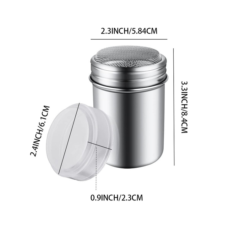 1Pcs Stainless Steel Powder Sugar Shaker Duster with Lid Fine Mesh Shaker Powder Cans for baking soda Cocoa Cornstarch C