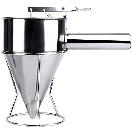 MyLifeUNIT Stainless Steel Pancake Batter Dispenser Funnel Dispenser with Stand for Takoyaki and Baking
