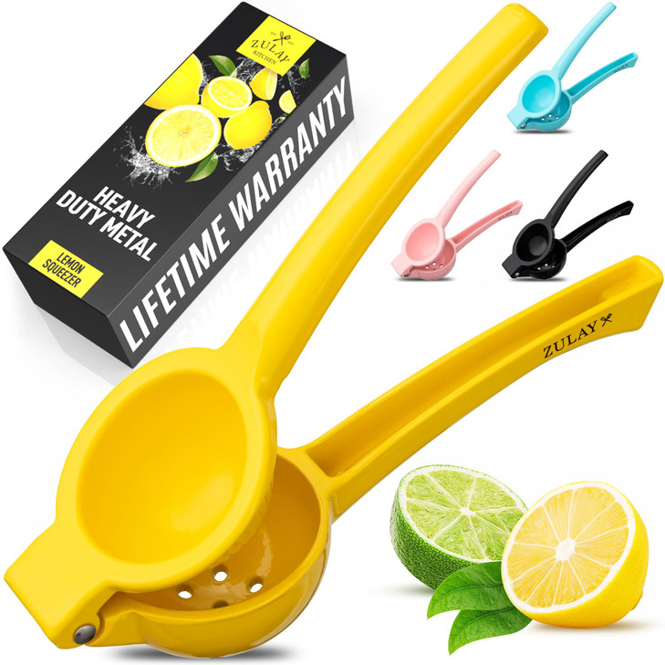 Zulay Kitchen Metal Lemon Squeezer Handheld Lemon Juicer Squeezer Easy to Use Citrus Juicer Manual Press for Extracting