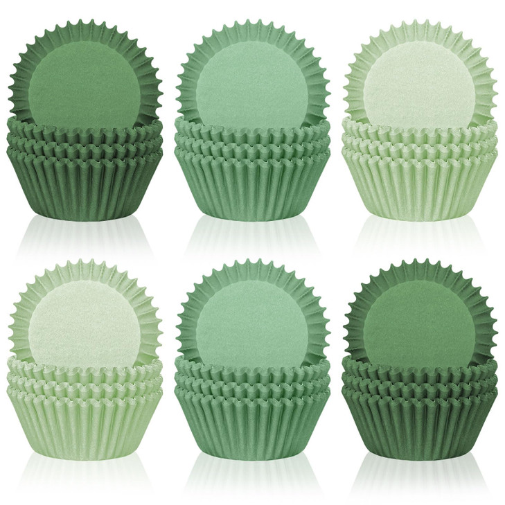 Whaline 300Pcs Green Cupcake Liners Sage Green Dark Green Light Green Baking Cups Gradient Green Wedding Cupcake Wrapper