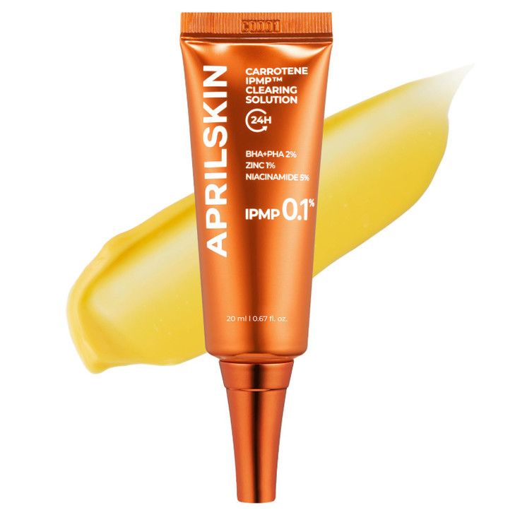 APRILSKIN Carrotene IPMP Clearing Solution || Quickly soothes troubled areas and helps clear blemishes | Formulated with BHA, AHA, Niacinamide & Zin