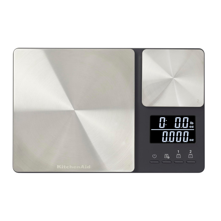 KitchenAid KQ909 Dual Platform Digital Kitchen and Food Scale 11 pound capacity and Precision 16oz capacity Black with S