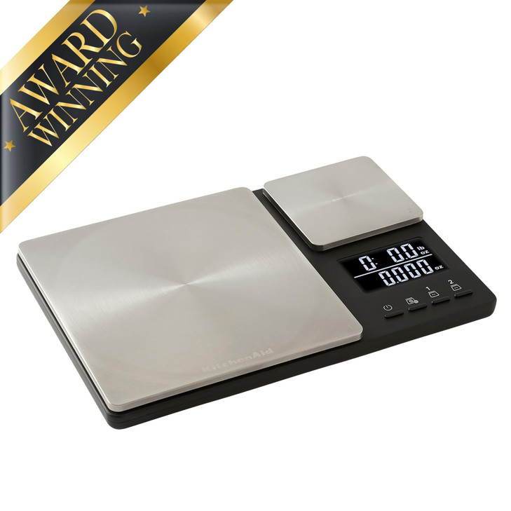 KitchenAid KQ909 Dual Platform Digital Kitchen and Food Scale 11 pound capacity and Precision 16oz capacity Black with S