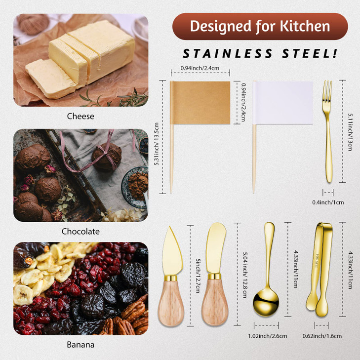 Charcuterie Board Accessories Spreader Knife Set Cheese Butter Spreader Knife Charcuterie Utensils with Wooden Handles M