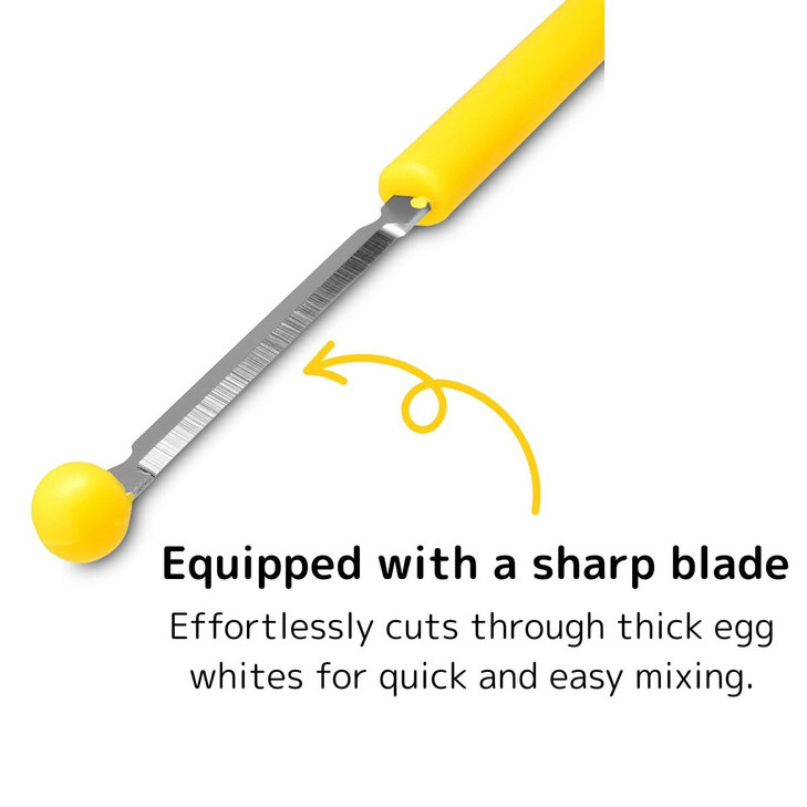 Seki Japan Egg Mix Stick Egg Yolk and White Strring Stainless Steel Blade Chalaza Removal Parts with Safety Cover Yellow
